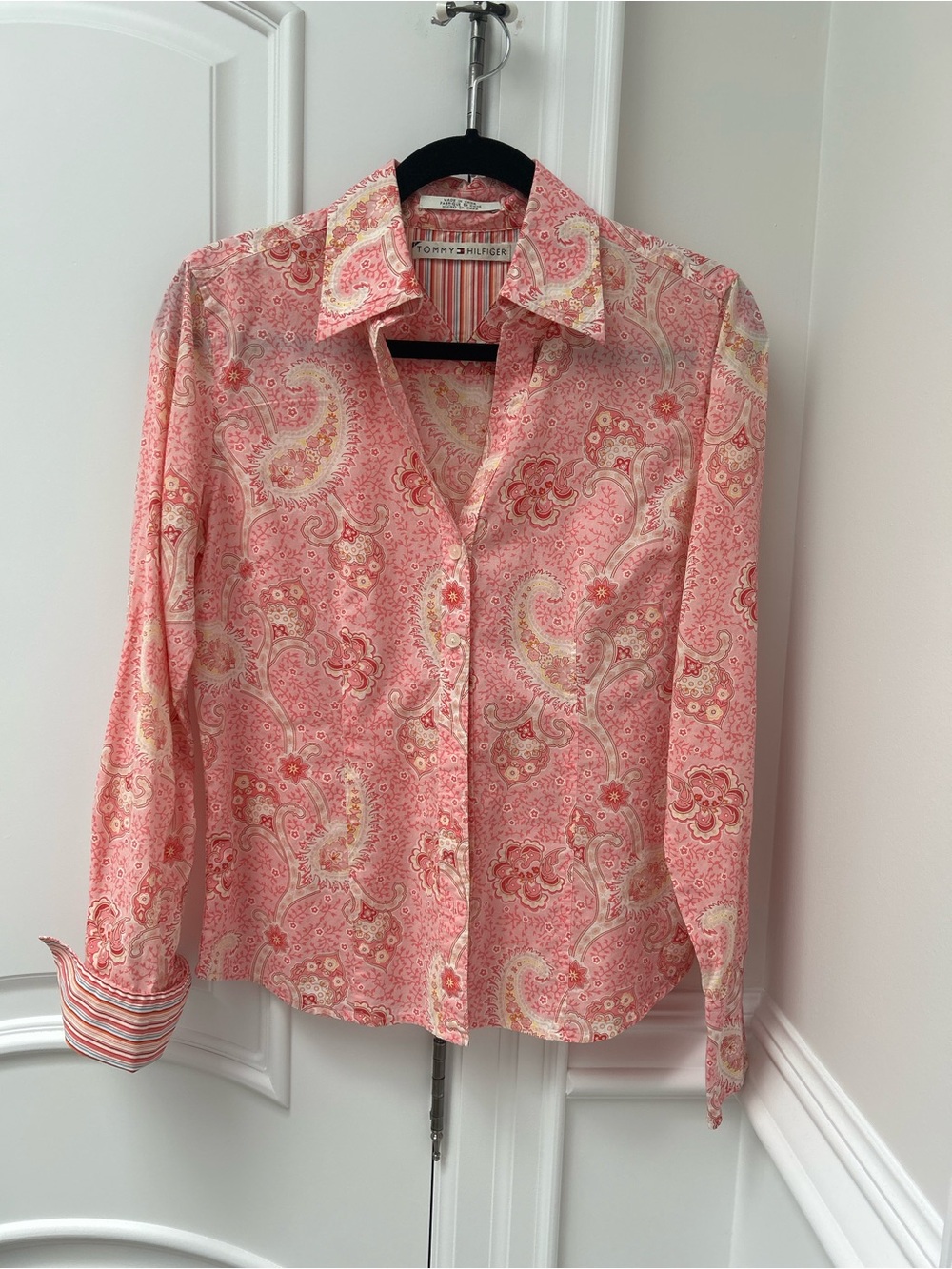 Tommy Hilfiger Pink Paisley Casual Button-Down Shirt
